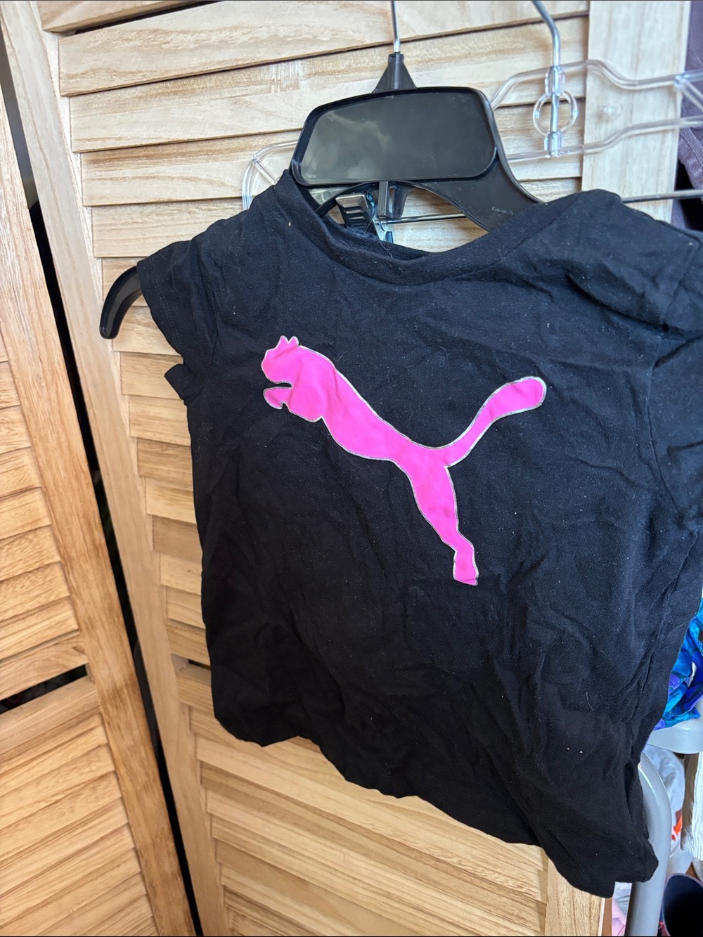 Puma Kids Black Tee with Pink Puma Cat Graphic XS